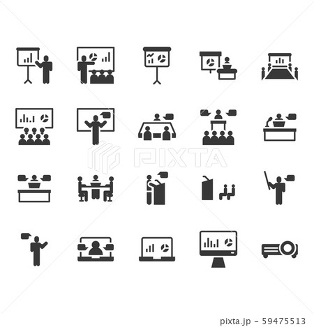 Presentation and meeting related icon and symbol 59475513