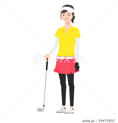 女性のイラスト ゴルフクラブを手に持っている のイラスト素材