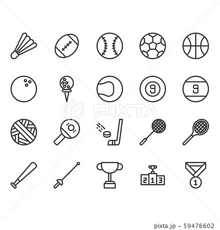 Sport Ball Equipment Icon And Symbol Setのイラスト素材 59476602 Pixta