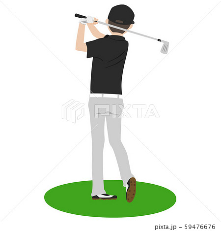 男性のイラスト ゴルフクラブでスイングしている男性 のイラスト素材 59476676 Pixta