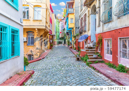 Colorful houses in Istanbul street, Fener area 59477174