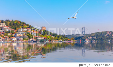 The Bosporus, view on the Rumeli Hisari and the Fatih Sultan Mehmet Bridge The Bosporus, view on the Rumeli Hisari and the Fatih Sultan Mehmet Bridge 59477362