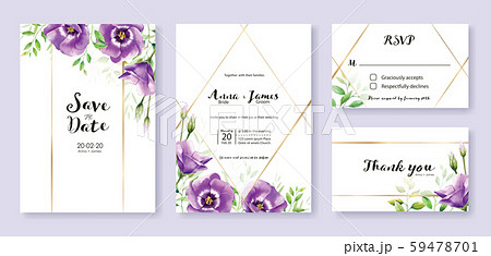 Wedding Invitation Card Set 結婚式招待状 のイラスト素材