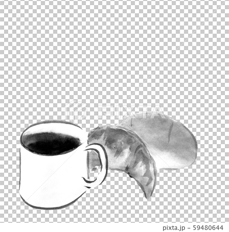 Coffee and bread (hand-drawn illustration of ink) 59480644