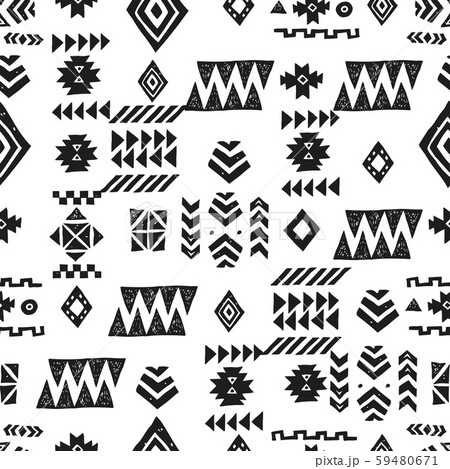 Seamless Ethnic pattern. Tribal vector abstract monochrome background Seamless Ethnic pattern. Tribal vector abstract monochrome background 59480671