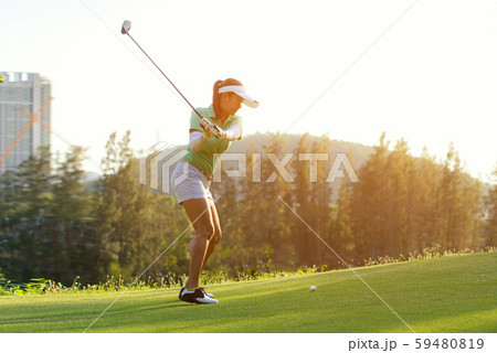 Healthy Sport. Asian Sporty woman golfer player  59480819