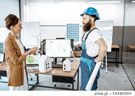 People working on alternative energy project in the office 59480904