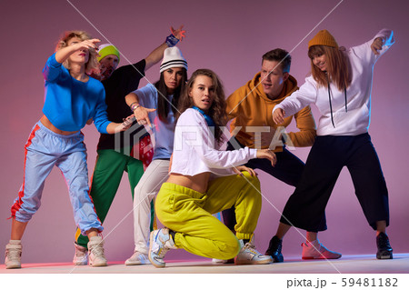 Group of young hip-hop dancers in studio 59481182