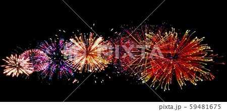 Bright grand festive fireworks on dark background Bright grand festive fireworks on dark background 59481675