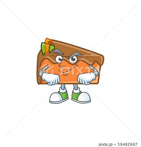 Dessert slice cake cartoon character mascot smirking. 59482687