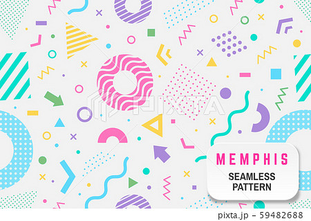 Memphis seamless pattern. Vector. Different halftone geometric shape and colorful geometric shapes 59482688
