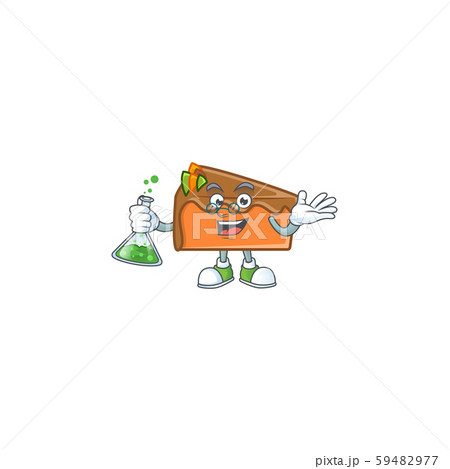 Dessert slice cake cartoon character mascot professor. 59482977