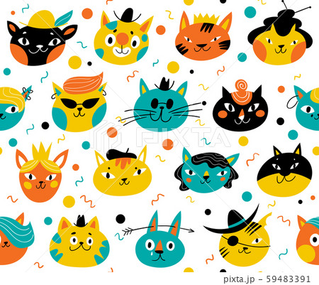 Vector seamless pattern for textile or background with cats 59483391