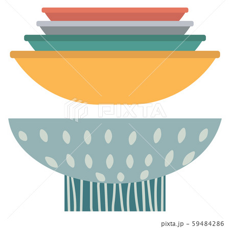 Stack of Clay Pots Isolated Flat Kitchen Utensils 59484286