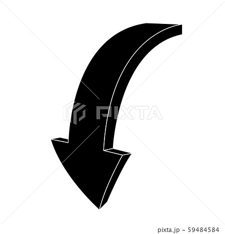Down arrow. Black flat sign 59484584