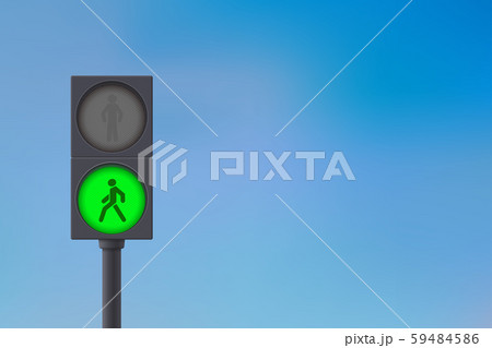 Pedestrian Traffic Light. Green light on. Sky background Pedestrian Traffic Light. Green light on. Sky background 59484586