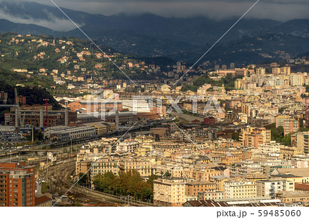 genoa new morandi bridge under construction aerial genoa new morandi bridge under construction aerial 59485060