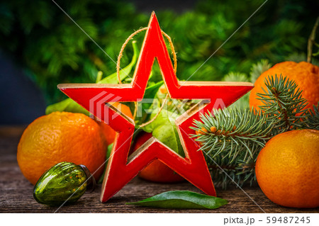 Christmas scene with tangerines 59487245
