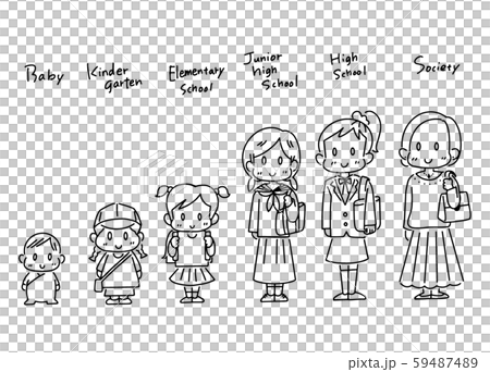 女の子の成長段階　赤ちゃん～大人 59487489