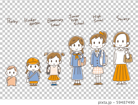 女の子の成長段階　赤ちゃん～大人 59487490