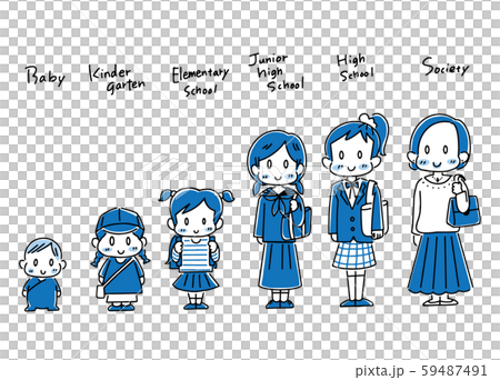 女の子の成長段階　赤ちゃん～大人 59487491