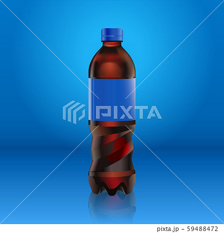 Realistic pepsi cola bottle mock up with blue label isolated on blue background reflected off the Realistic pepsi cola bottle mock up with blue label isolated on blue background reflected off the 59488472