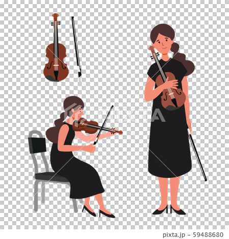 ヴァイオリンを弾く女性のベクターイラストのイラスト素材
