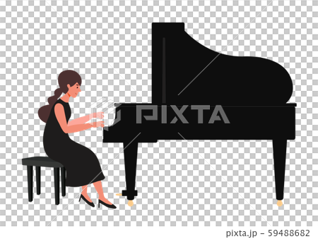ピアノを弾く女性のベクターイラスト 59488682