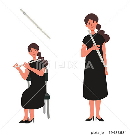 フルートを弾く女性のベクターイラスト 59488684