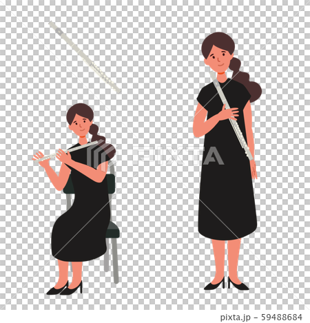 フルートを弾く女性のベクターイラスト 59488684