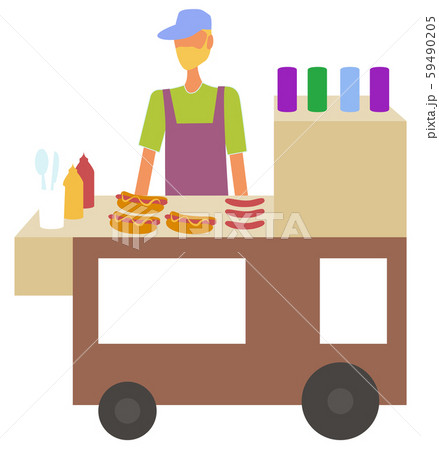 Hot Dog Seller Stall with Street Food Service 59490205