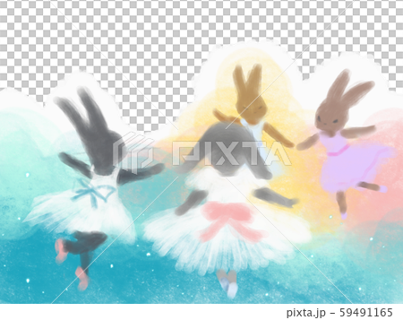 うさぎ バレリーナ ダンス 仲間 カードのイラスト素材