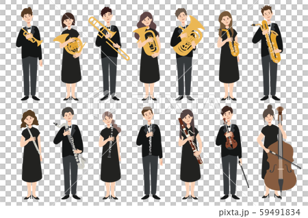 Vector illustration of male and female musicians with musical instruments 59491834
