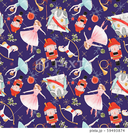 Watercolor vector christmas winter nutcracker fairy tale ballet seamless pattern Watercolor vector christmas winter nutcracker fairy tale ballet seamless pattern 59493874