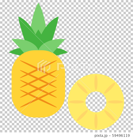 Pineapple Illustration Set Whole Cut Stock Illustration