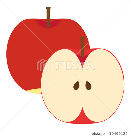 りんごイラストセット まるごと カット のイラスト素材