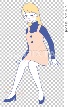 Woman rubbing shoes, painful illustration Woman rubbing shoes, painful illustration 59496153