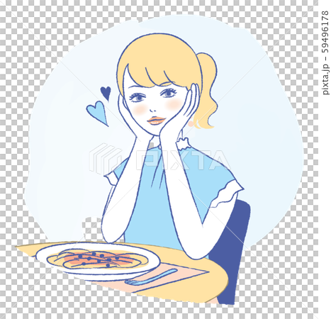 カフェ 女性 ランチ ディナー パスタ 喫茶店 イラストのイラスト素材