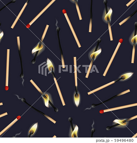 Realistic Detailed 3d Matches Flame Seamless Pattern Background. Vector 59496480
