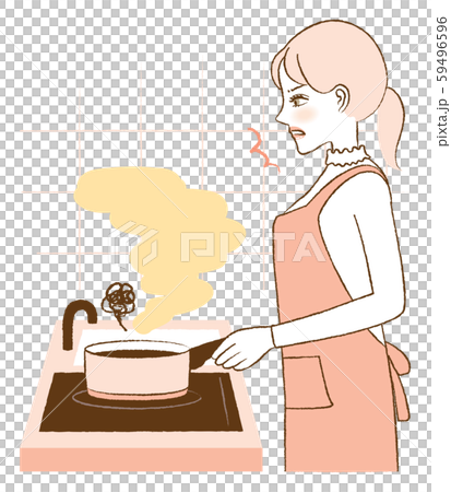 料理下手 若い女性 主婦 イラストのイラスト素材