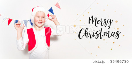 Little Santa helper hold a gift box 59496750