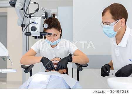 High class service in dental cabinet, dentist making surgery 59497018