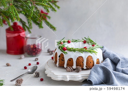 Traditional homemade Christmas fruit cake on the Traditional homemade Christmas fruit cake on the 59498174