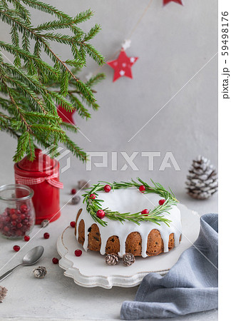 Traditional homemade Christmas fruit cake on the 59498176