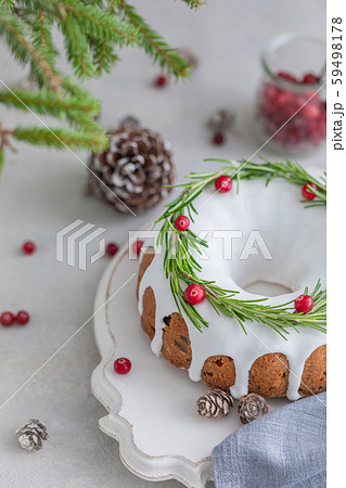 Traditional homemade Christmas fruit cake on the 59498178