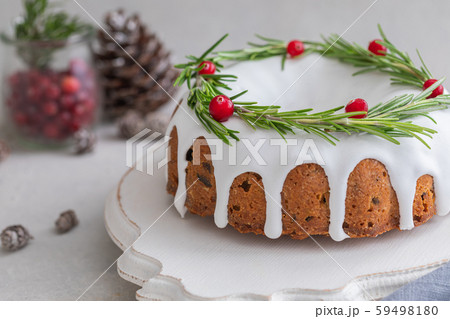 Traditional homemade Christmas fruit cake on the 59498180