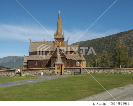 Norwegian traditional medieval wooden stave church of Lom also called the post church and palisade Norwegian traditional medieval wooden stave church of Lom also called the post church and palisade 59499965