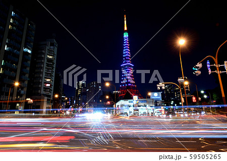 東京タワー特別ライトアップ・自動車の光跡 東京タワー特別ライトアップ・自動車の光跡 59505265