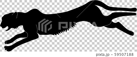 走る チーター リアル デザイン シルエット 白黒 イラスト 躍動感 シンプル 明るい 野生動物のイラスト素材