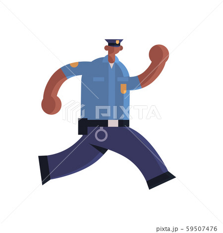 male police officer pursuing burglar african american policeman in uniform running pose security male police officer pursuing burglar african american policeman in uniform running pose security 59507476